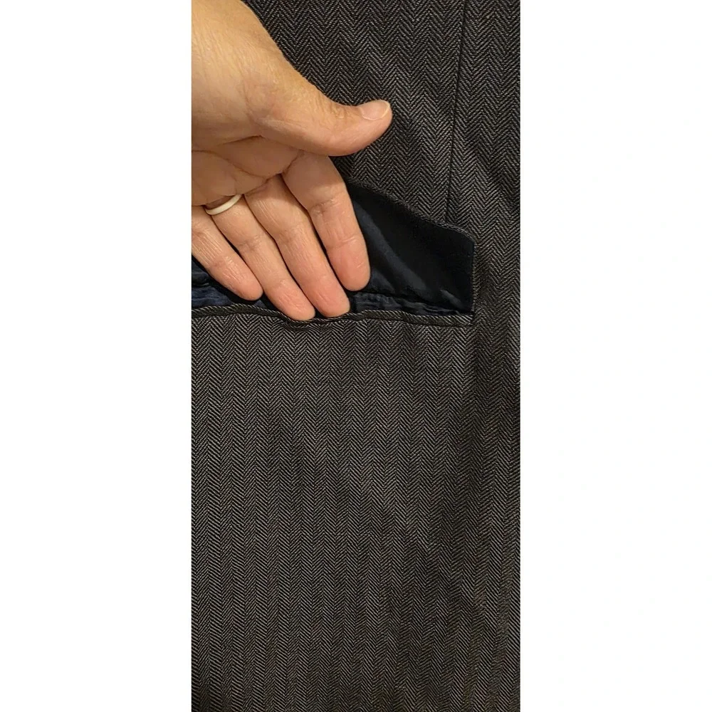 1 Like No Other Blazer Sport Coat Mens 48L Gray‎ Linen Cotton Herringbone Long